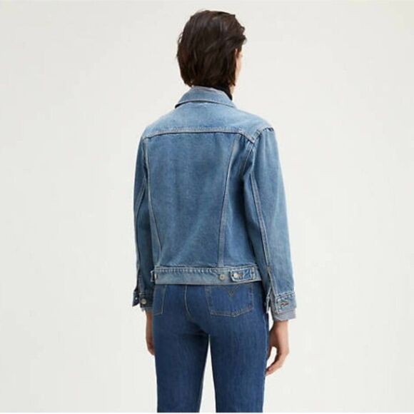Levi's NWT Sz S Wild West Medium Wash Ex-Boyfriend Trucker Denim Jean Jacket - Picture 8 of 14